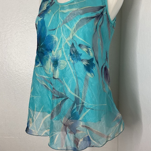 HIBISCUS COLLECTION HAWAII Blue Floral Babydoll Tank Top Y2K Resortwear Small - Picture 2 of 12